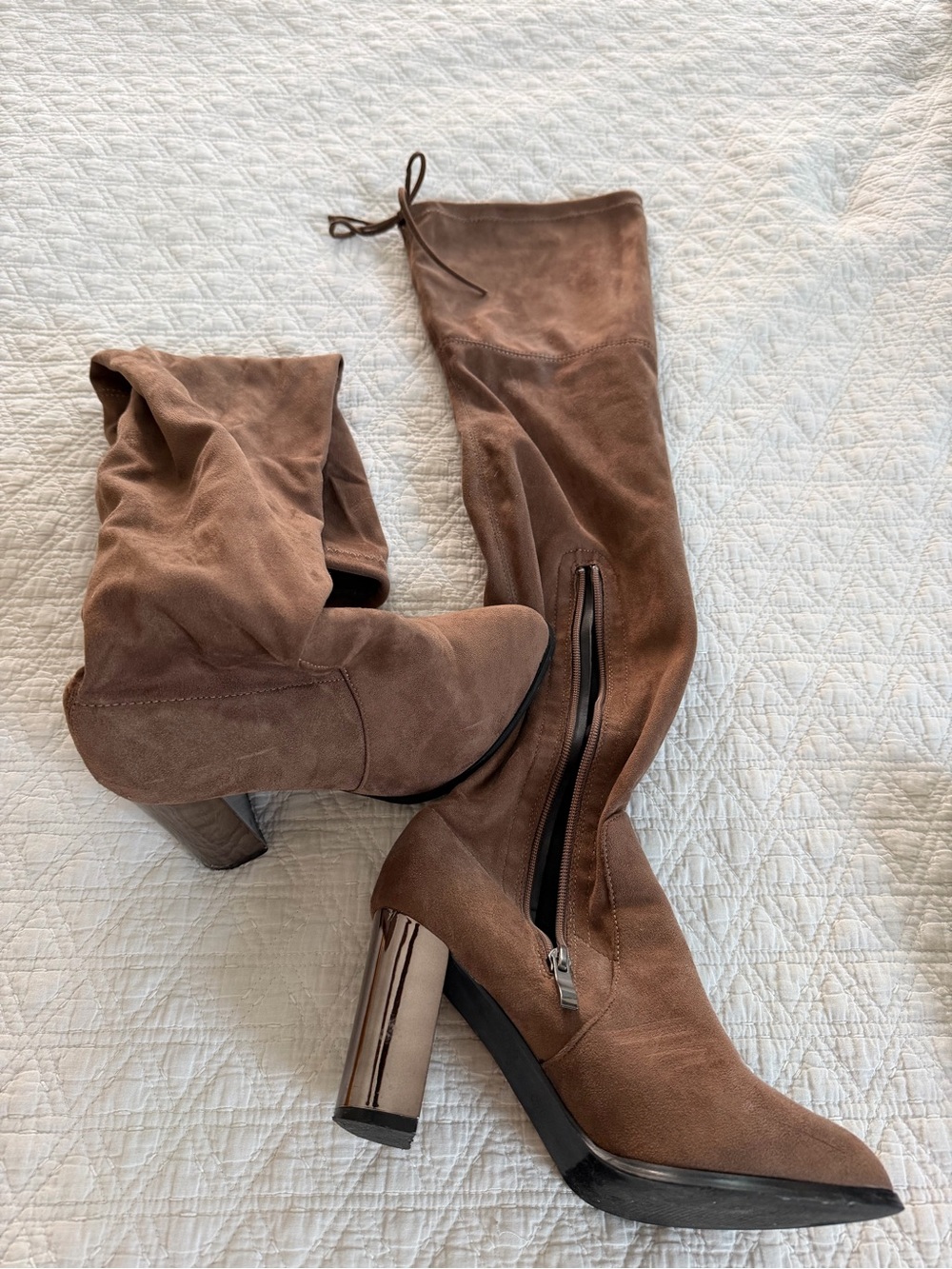 Catherines Brown Suede over the Knee-High Heeled Boots